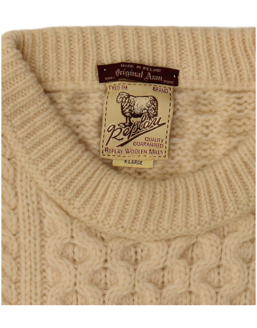 REPLAY Herre sweater med rund hals XL Off White Uld