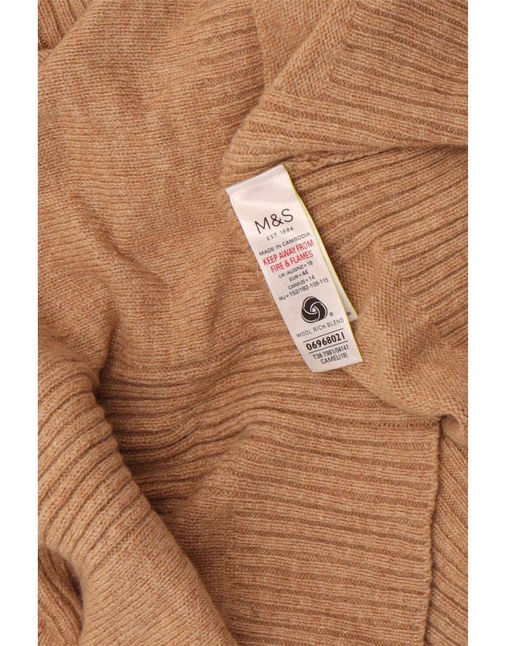 Marks & Spencer Dame Rullehals Sweater UK 18 XL Beige Uld