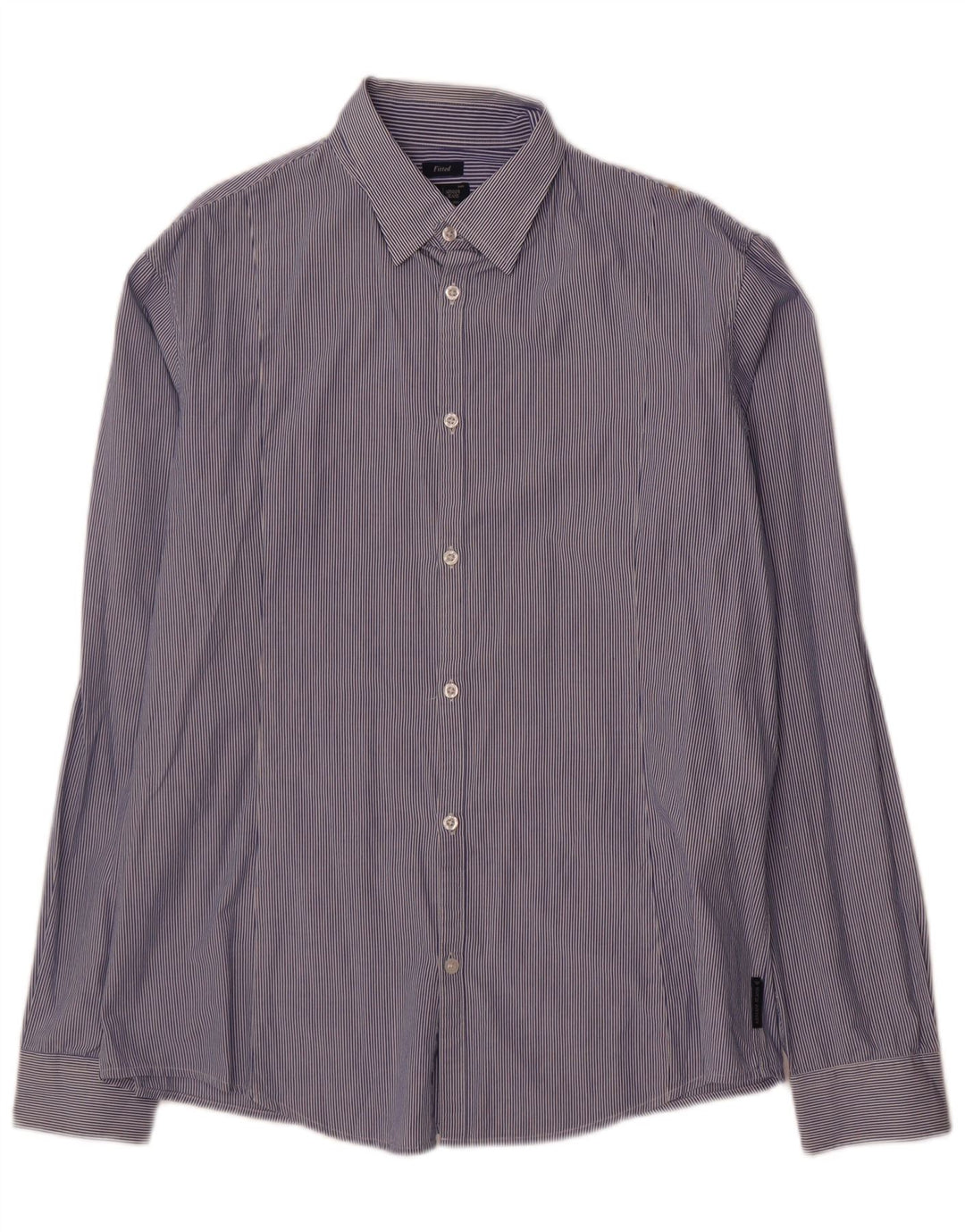 Armani Jeans Herre Fitted Shirt 2XL Blå nålestribet bomuld