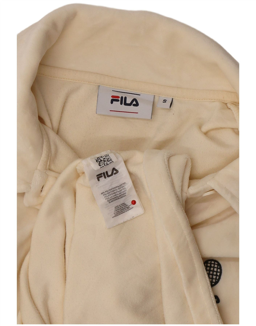 Fila Dame Velour Polo Dress UK 10 Small Off White Polyester