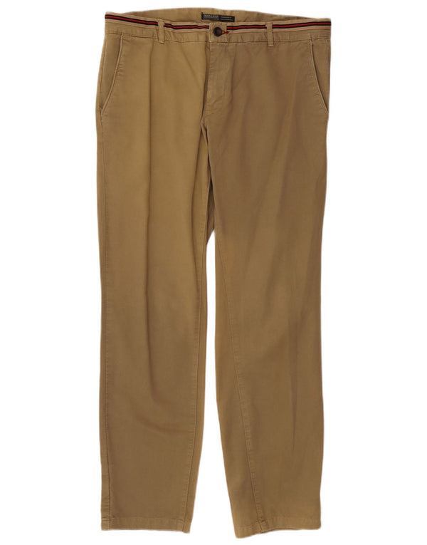 Zara Herre Slim Chino Bukser EU 46 XL W36 L32 Khaki Bomuld