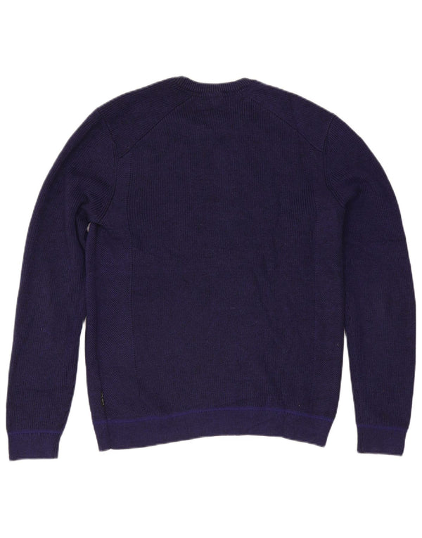 Ted Baker Herre Crew Neck Jumper Sweater Størrelse 4 Large Navy Blue Polyester