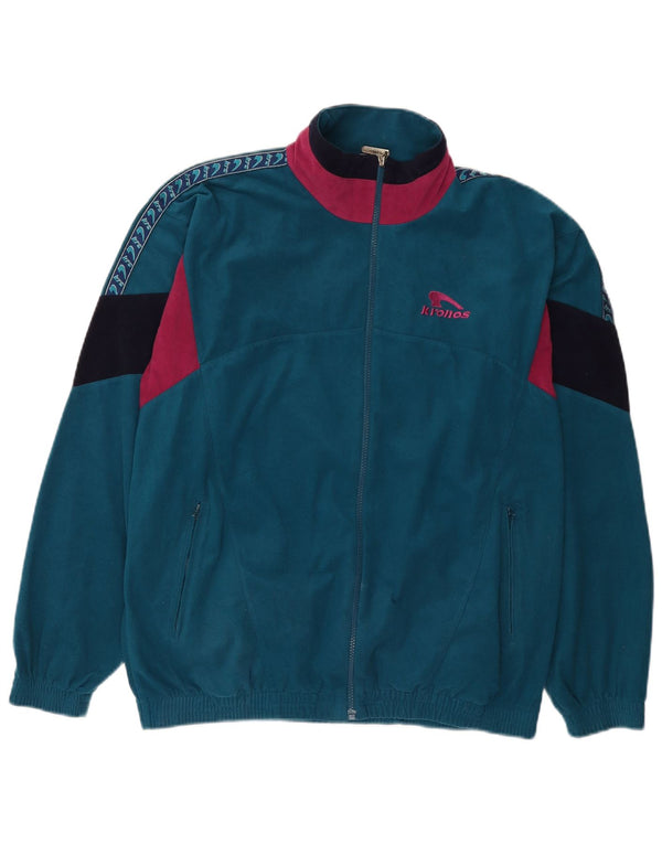 Kronos Herre grafisk velour træningsdragt Topjakke Medium Blue Colourblock