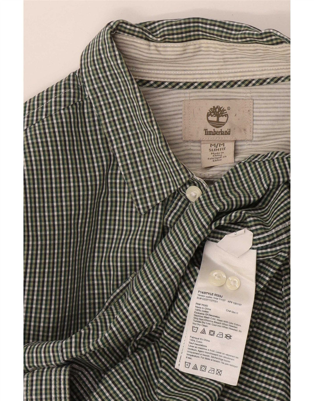 Timberland Herre Slim Fit skjorte Medium Green Gingham Cotton