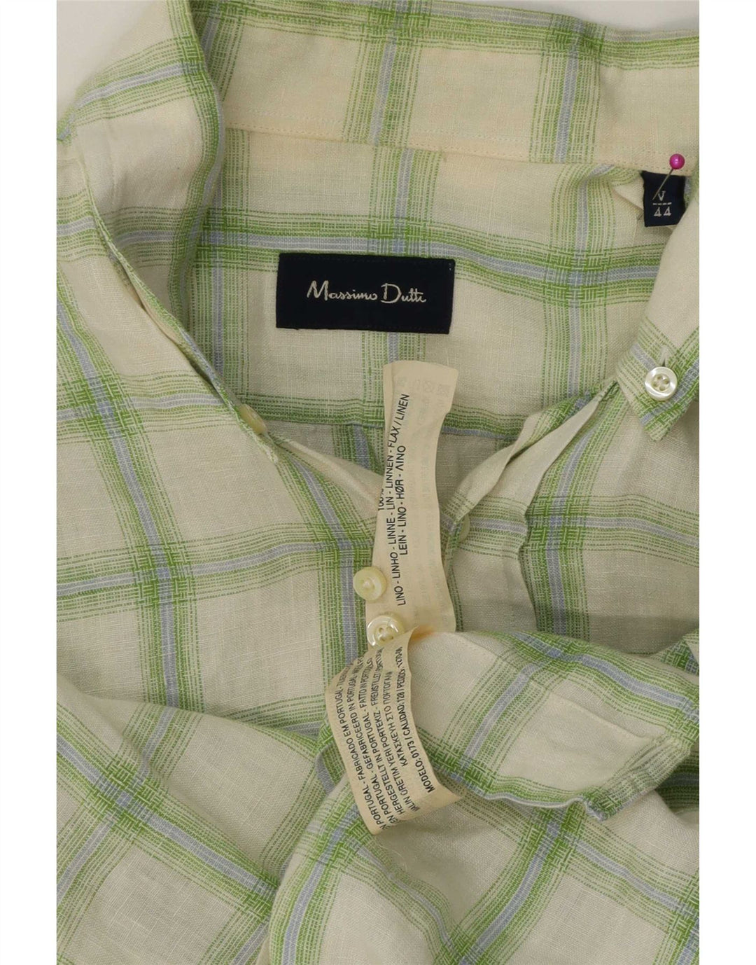 Massimo Dutti herreskjorte str. 44 XL Grøn ternet hør