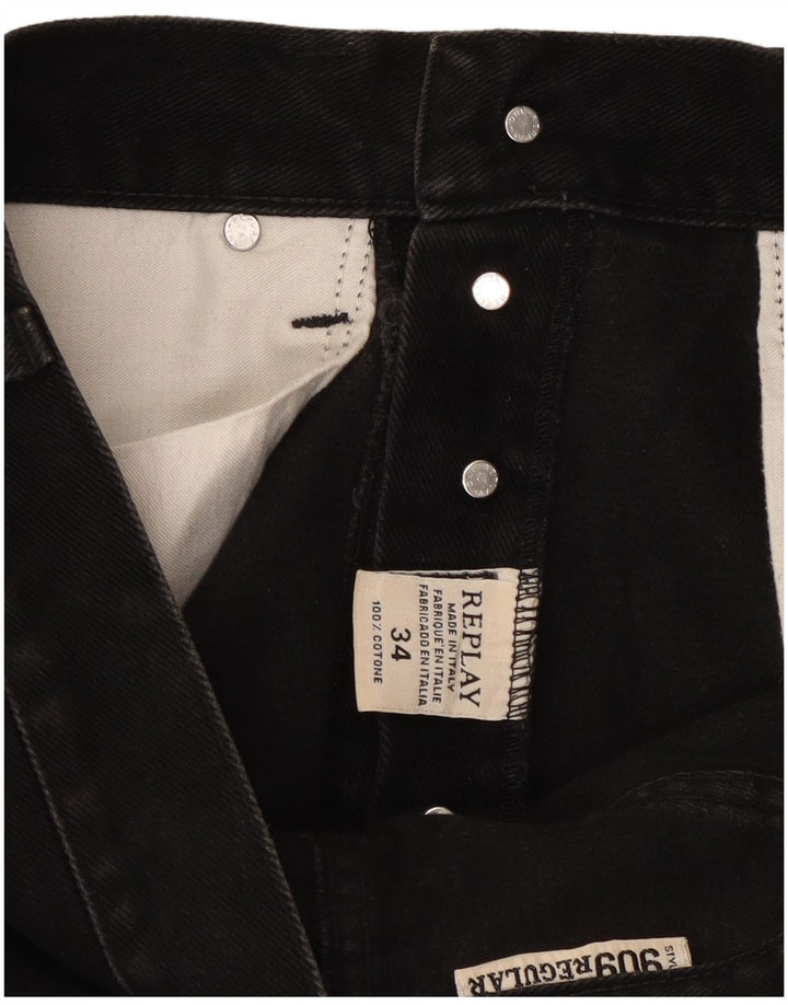 Replay Herre Straight Jeans W34 L28 Sort Bomuld