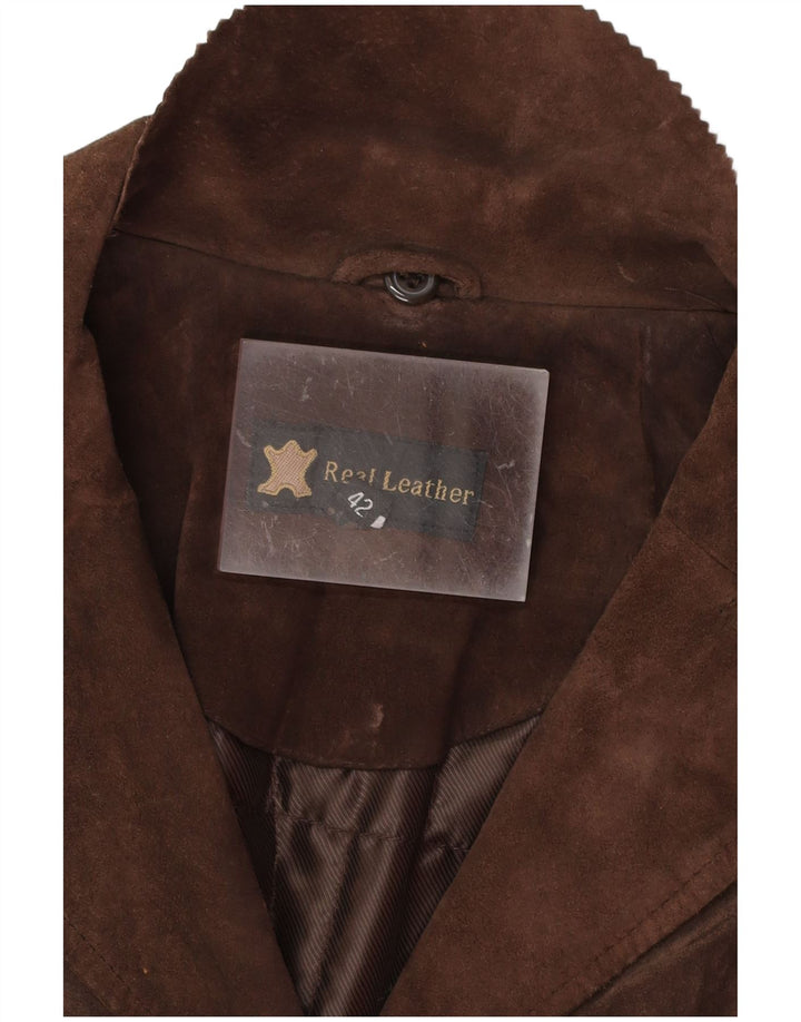 VINTAGE ruskindsjakke til kvinder EU 42 Stor brunt læder