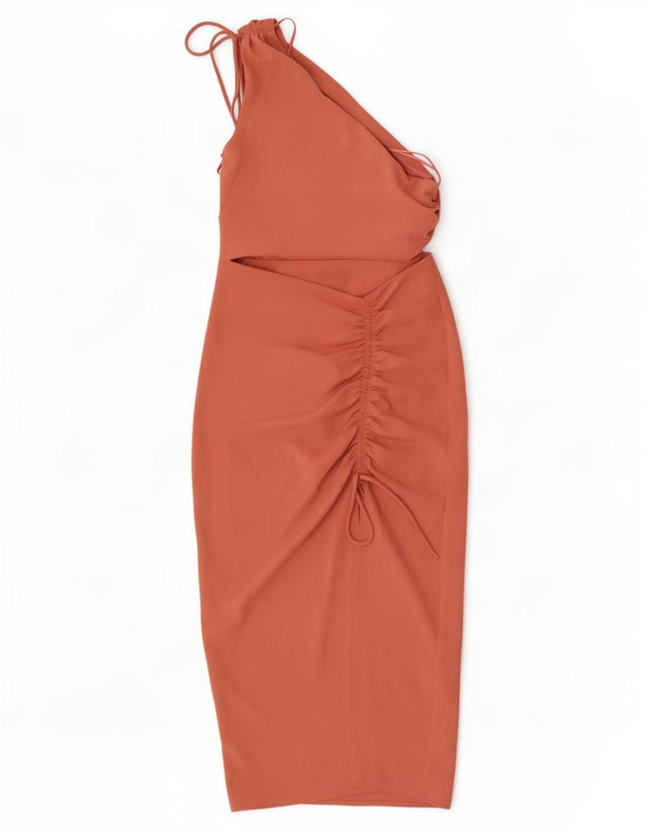 Zara Womens Cutout One Shoulder Dress UK 8 Small Pink Polyester