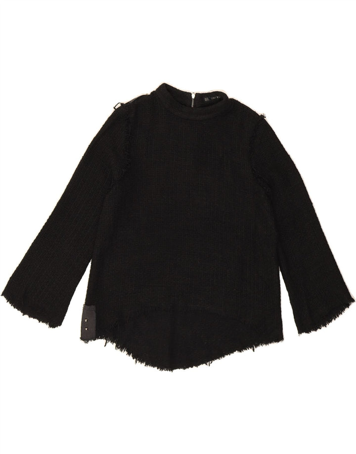 ZARA Womens Boat Neck Jumper Sweater UK 12 Medium Black Acrylic Vintage Zara and Second-Hand Zara from Messina Hembry 
