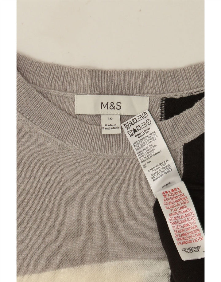 Marks & Spencer Dame Boat Neck Jumper Sweater UK 10 Small Grey