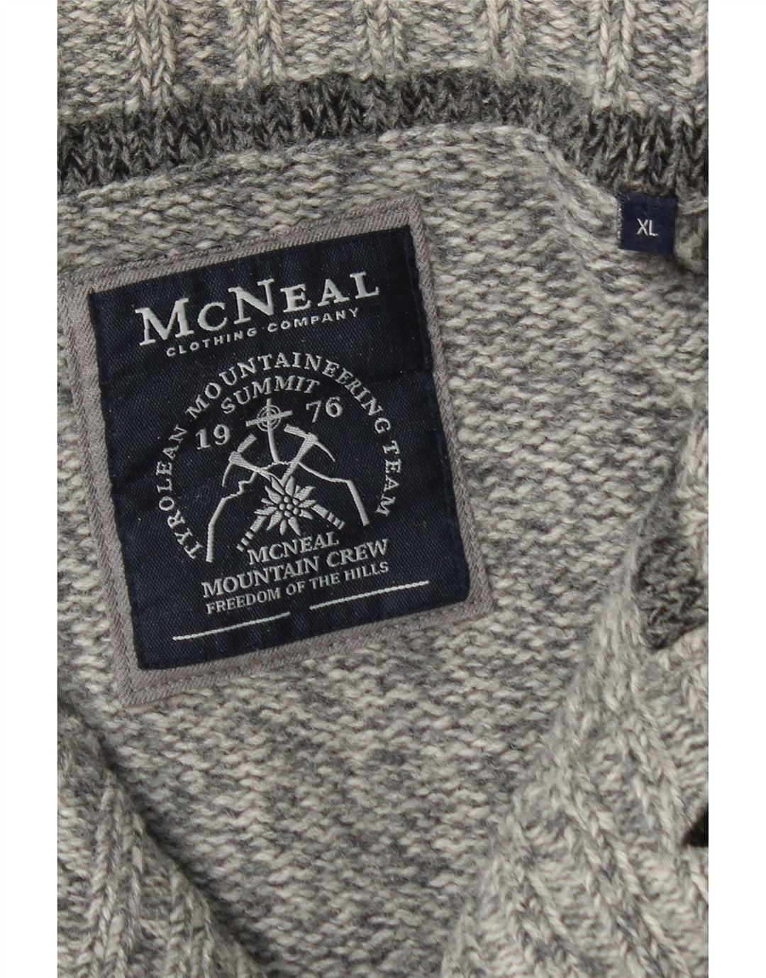 McNeal Herre Cardigan Sweater XL Grå Flecked Lammeuld
