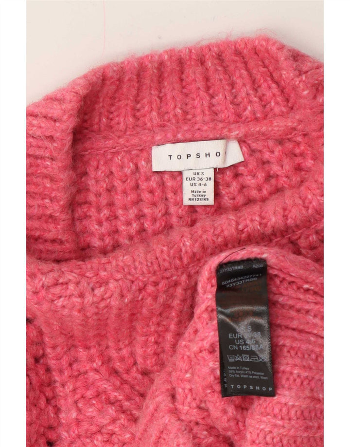 Topshop Dame Jumper Sweater UK 10 Small Pink Acryl