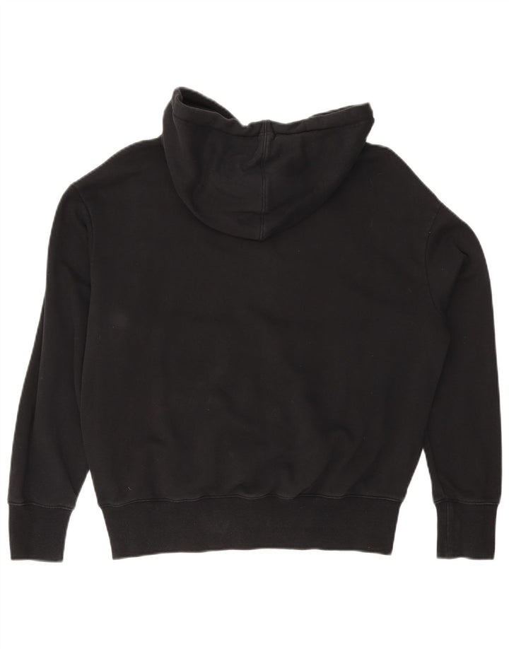 NIKE Air Oversized grafisk hættetrøjetrøje til kvinder UK 6 XS Sort bomuld