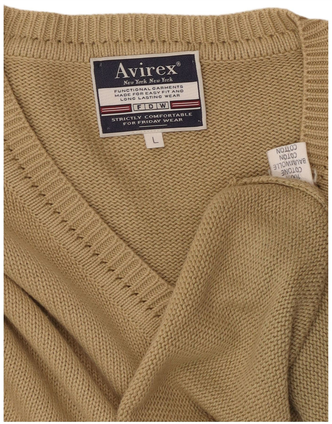 Avirex Herre V-hals sweater Stor Beige Bomuld