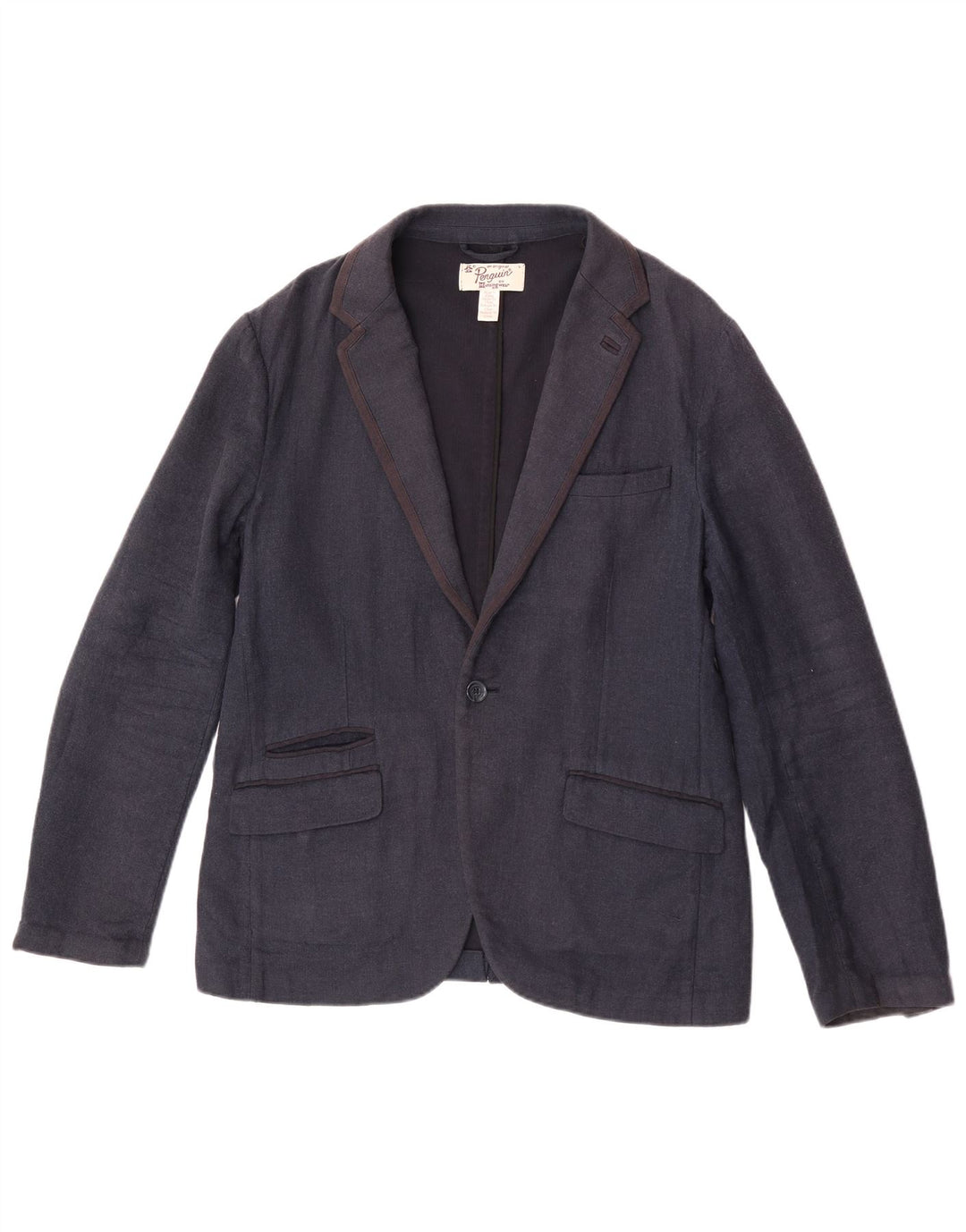 Penguin Herre 1 Knap Blazer Jacket UK 40 Large Navy Blue Bomuld