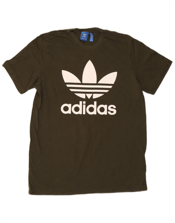ADIDAS Mens Graphic T-Shirt Top Medium Khaki Cotton