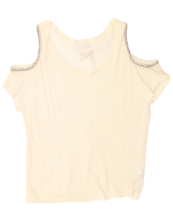 Patrizia Pepe Dame Oversized Off Shoulder Top US 2 XS White Flax