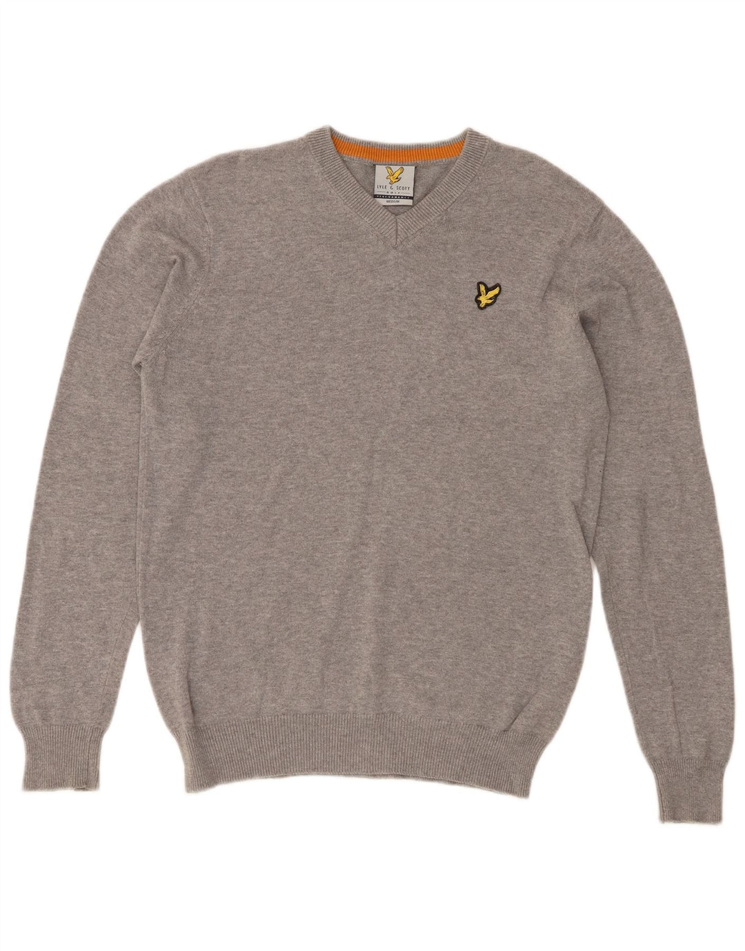 Lyle & Scott Herre V-hals sweater mellemgrå bomuld