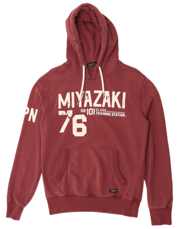 Superdry Grafisk hættetrøje til mænd Medium Bourgogne bomuld