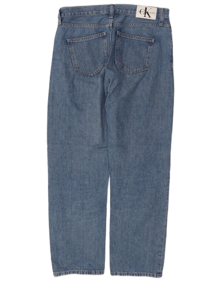 CALVIN KLEIN Herre Højtaljede lige jeans W30 L28 Blå Bomuld