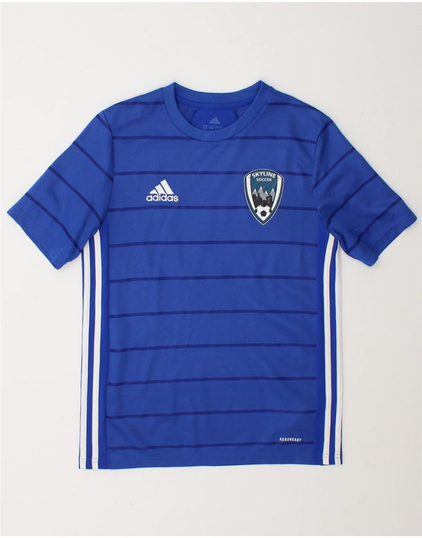 Adidas drenge Aeroready grafisk T-shirt top 13-14 år blå stribet