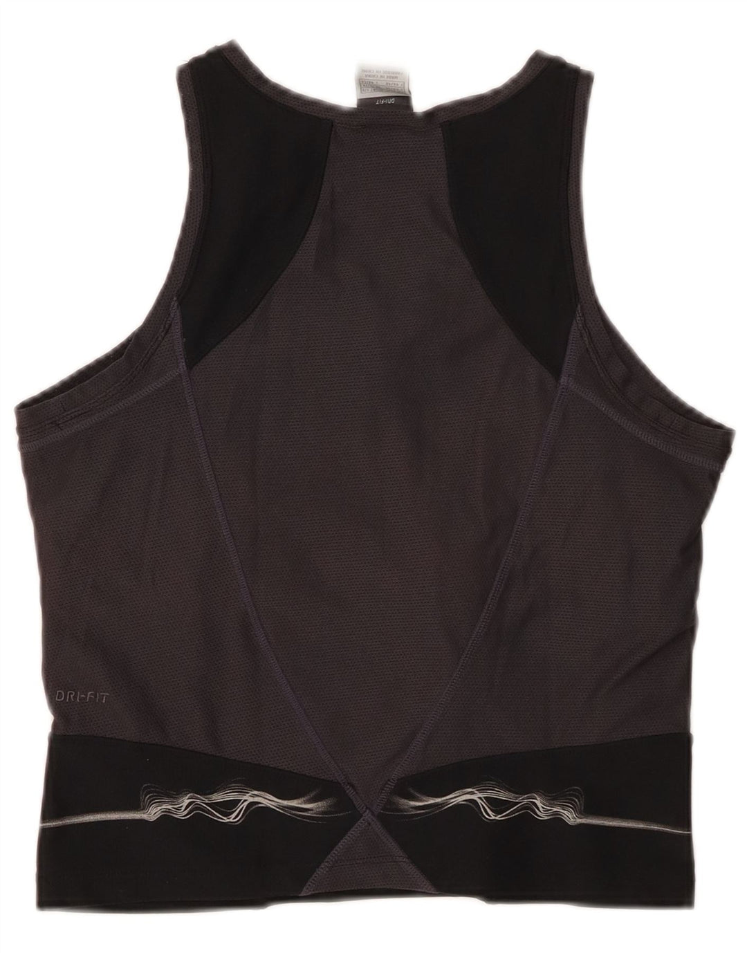 NIKE Dame Dri Fit Crop Vest Top UK 16/18 XL Sort Colourblock Polyester