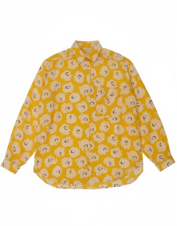 Diana Bentalls skjortebluse til kvinder UK 18 XL Gul blomstersilke