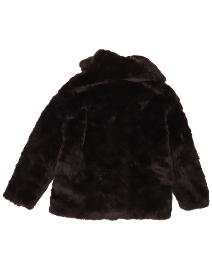 Zara Dame imiteret Pelsjakke UK 14 Stor Sort Polyester