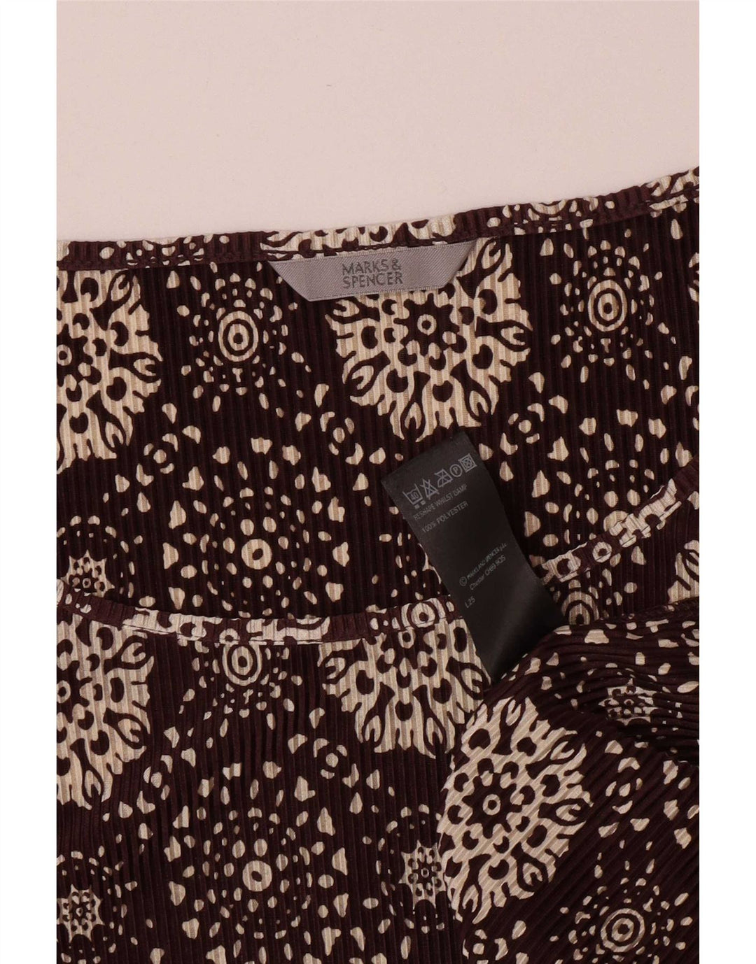 Marks & Spencer kvinders abstrakt mønster top 3/4 ærmer UK 20 2XL Brun