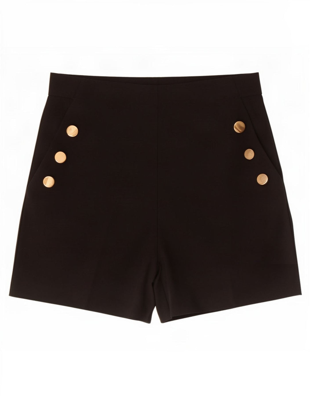 Zara Dame Højtalje Casual Shorts Medium W28 Sort Polyester