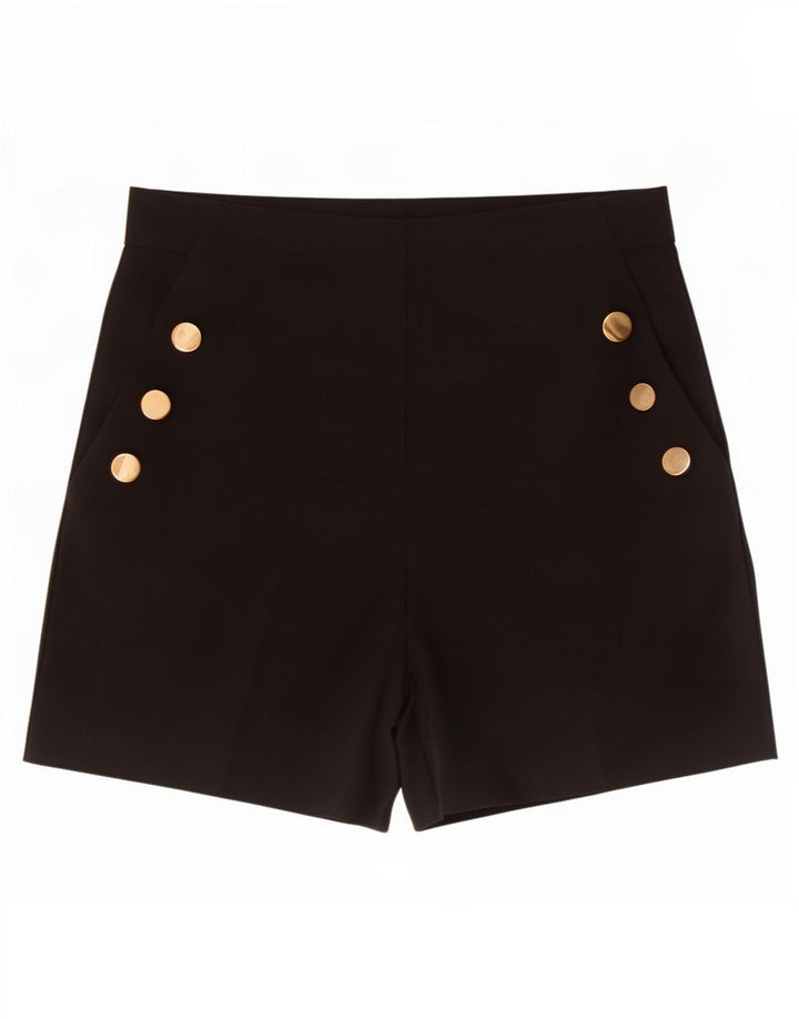 Zara Dame Højtalje Casual Shorts Medium W28 Sort Polyester