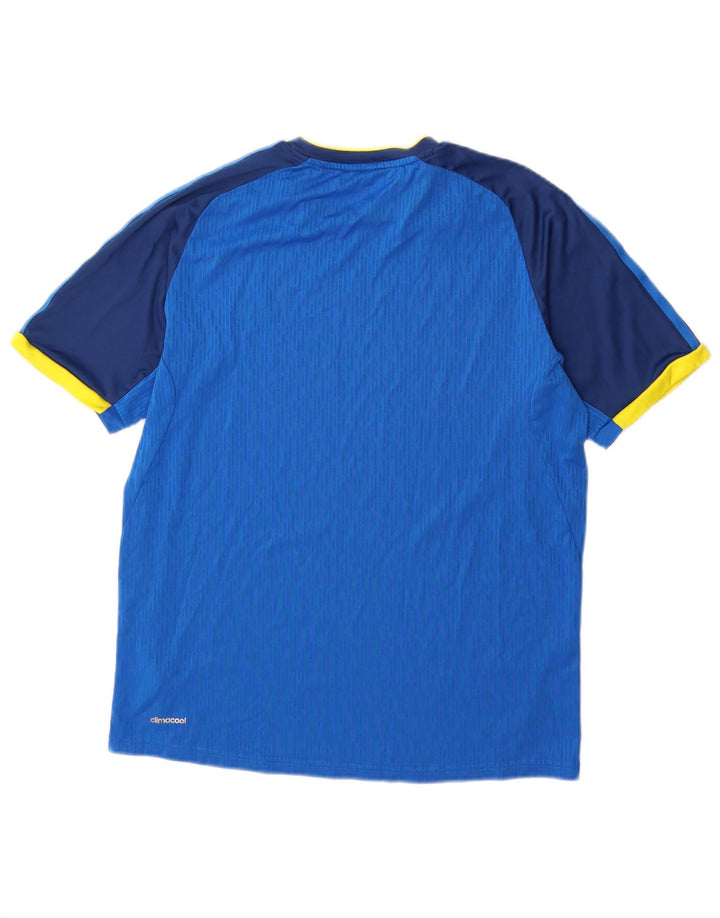 Adidas Herre Climacool T-Shirt Top Medium Blue Colourblock Polyester