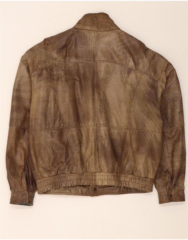 Vintage herre vendbar denimjakke IT 50 Stort blåt læder