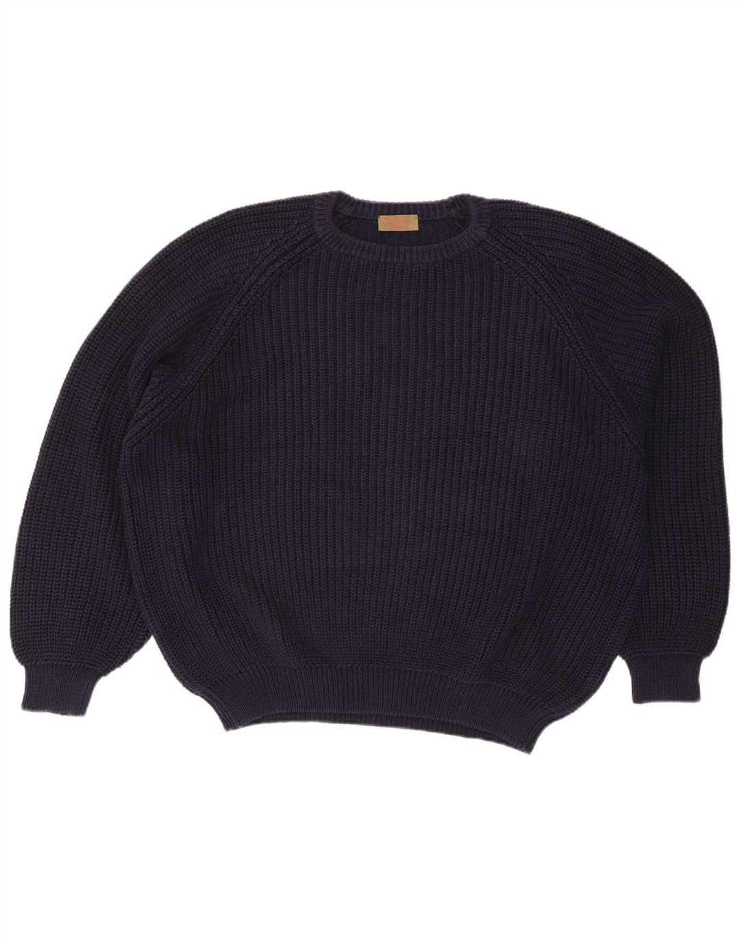 Vintage herre sweater med rund hals XL marineblå