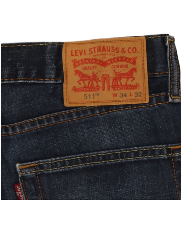 Levi's Herre 511 Slim Jeans W34 L32 Marineblå Bomuld