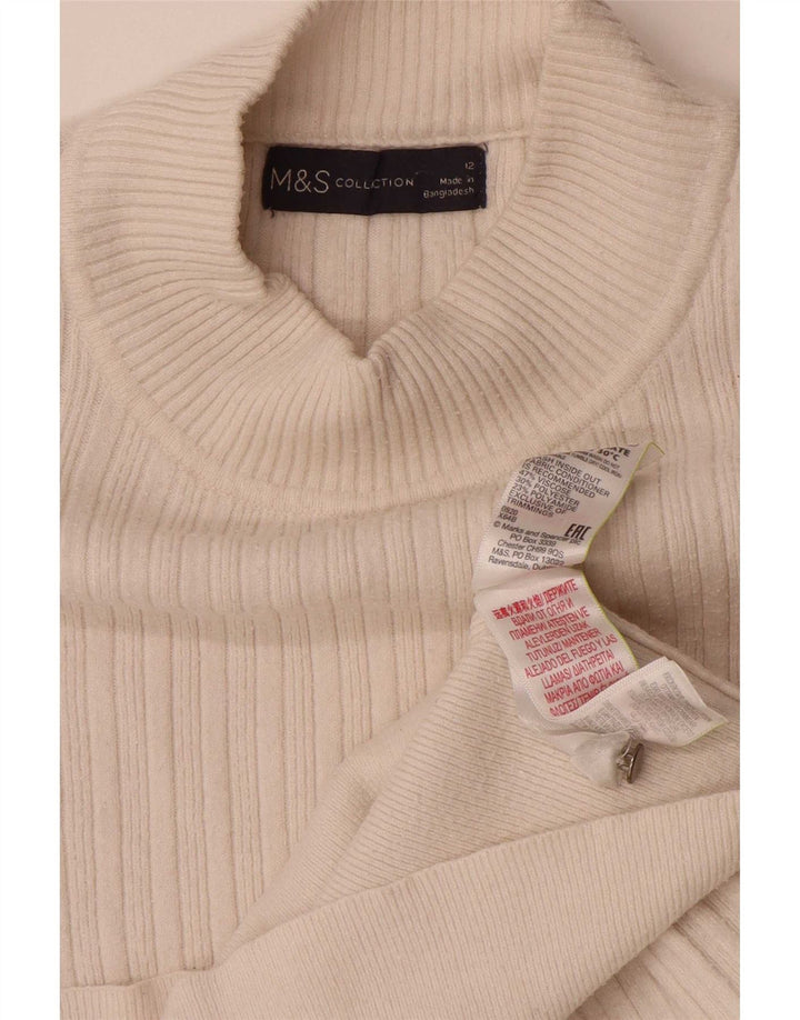 Marks & Spencer Dame Crop Turtle Neck Jumper Sweater UK 12 Medium White
