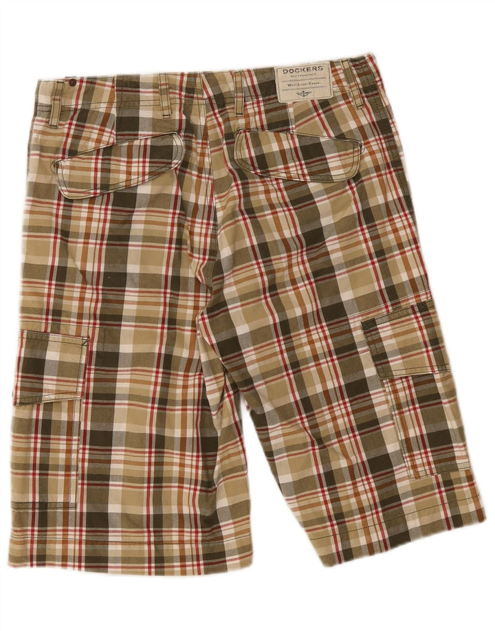 DOCKERS Slim Fit Cargo Shorts til mænd W32 Medium Flerfarvet ternet bomuld