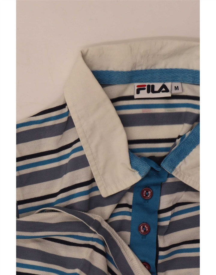 Fila Dame Polo Shirt UK 12 Mellem blå stribet