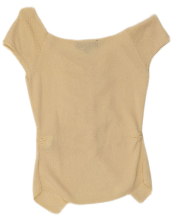 Zara kortærmet skjortebluse til kvinder UK 12 Medium Yellow Viscose