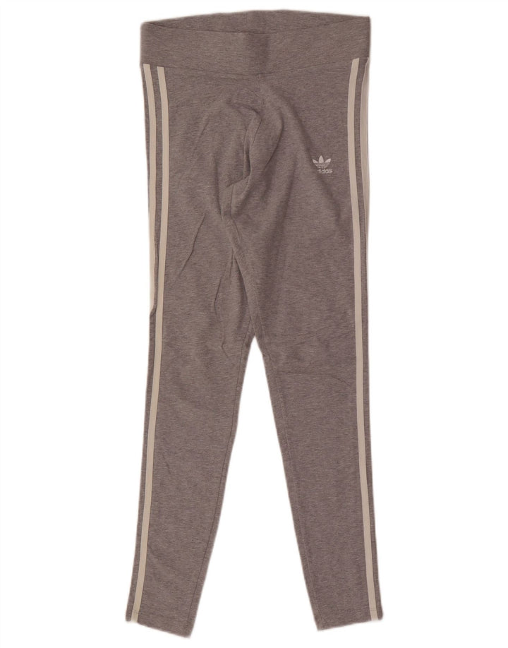Adidas Womens Leggings UK 10 Small Grey Flecked Bomuld