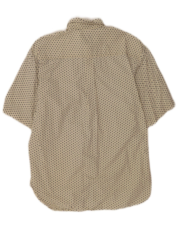 Replay Mens Short Sleeve Shirt Medium Beige Spotted Cotton