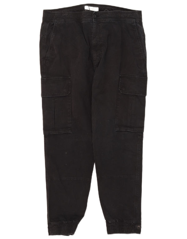 Zara Herre Joggers Cargo Bukser EU 44 Large W34 L26 Sort Bomuld