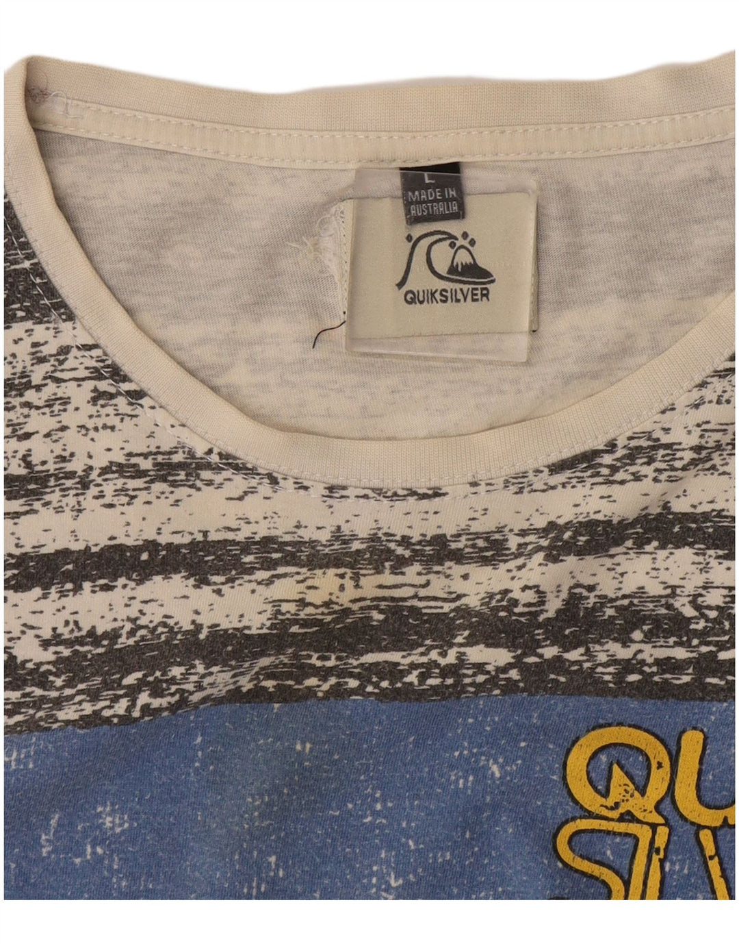 Quiksilver Herre Grafisk T-Shirt Top Stor Grå Stribet