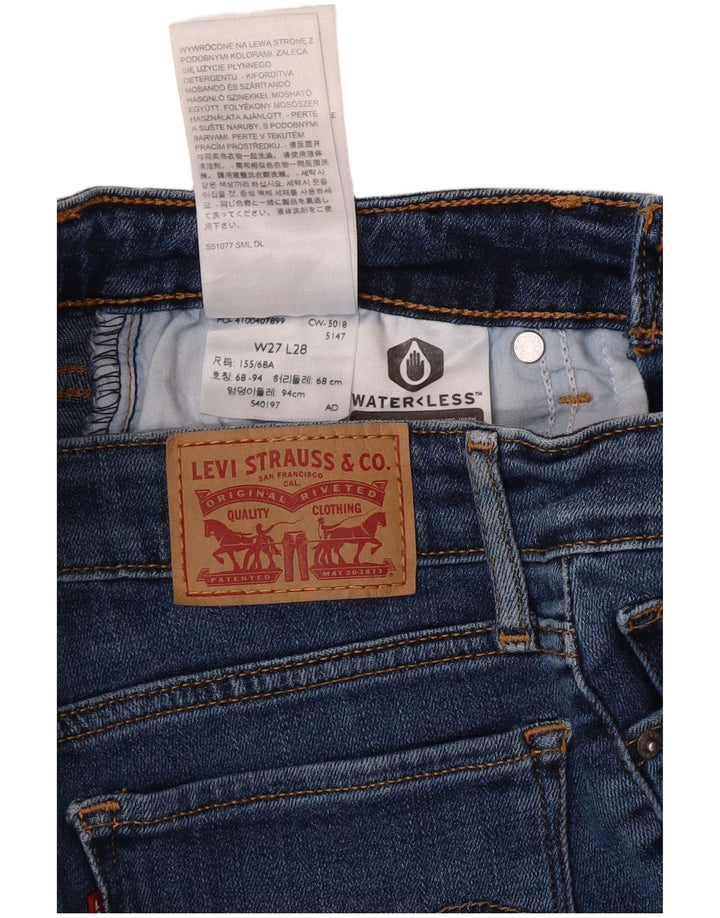 LEVI'S Dame 711 Distressed Skinny Jeans W27 L28 Blå Bomuld