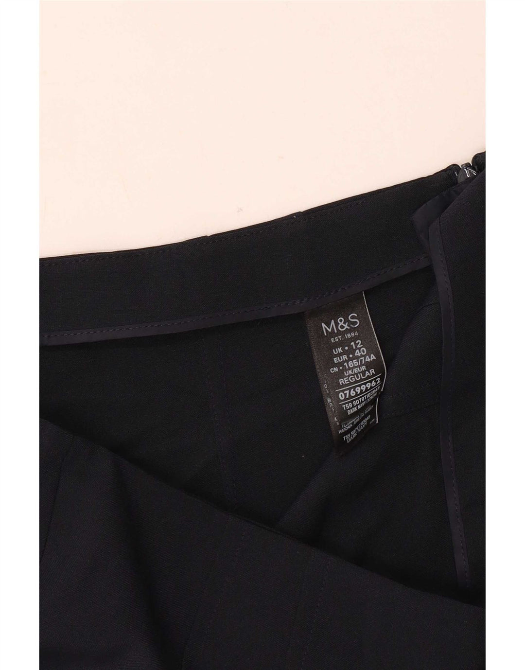 Marks & Spencer Dame Slim Suit Bukser UK 12 Medium W30 L30 Navy Blue