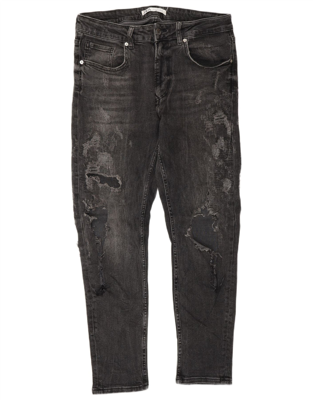 ZARA Distressed Slim Jeans til mænd EU 42 Large W32 L30 Grå