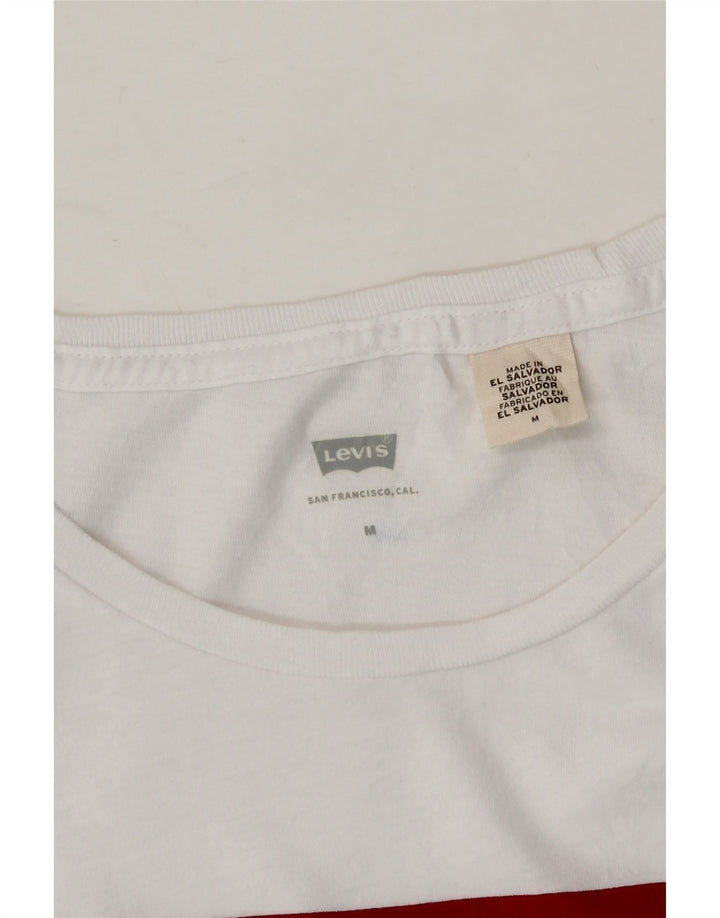 LEVI'S Womens Graphic T-Shirt Top UK 12 Medium White Cotton Vintage Levi's and Second-Hand Levi's from Messina Hembry 
