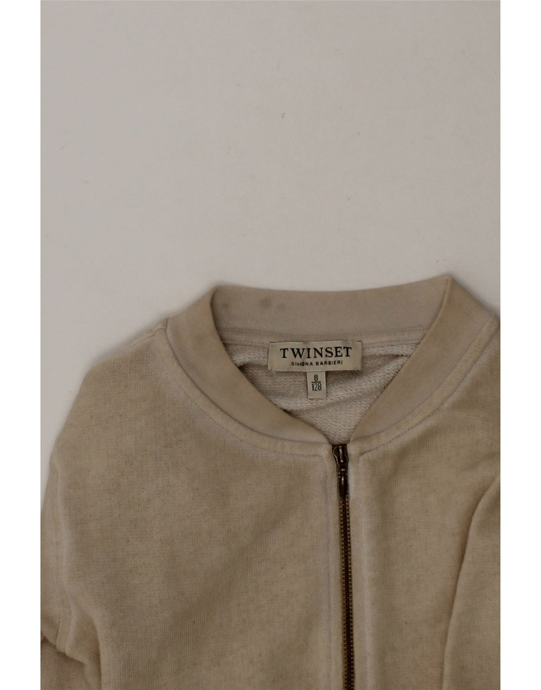 SIMONA BARBIERI Girls Twin-Set Tracksuit Top Jacket 7-8 Years Beige Vintage Simona Barbieri and Second-Hand Simona Barbieri from Messina Hembry 