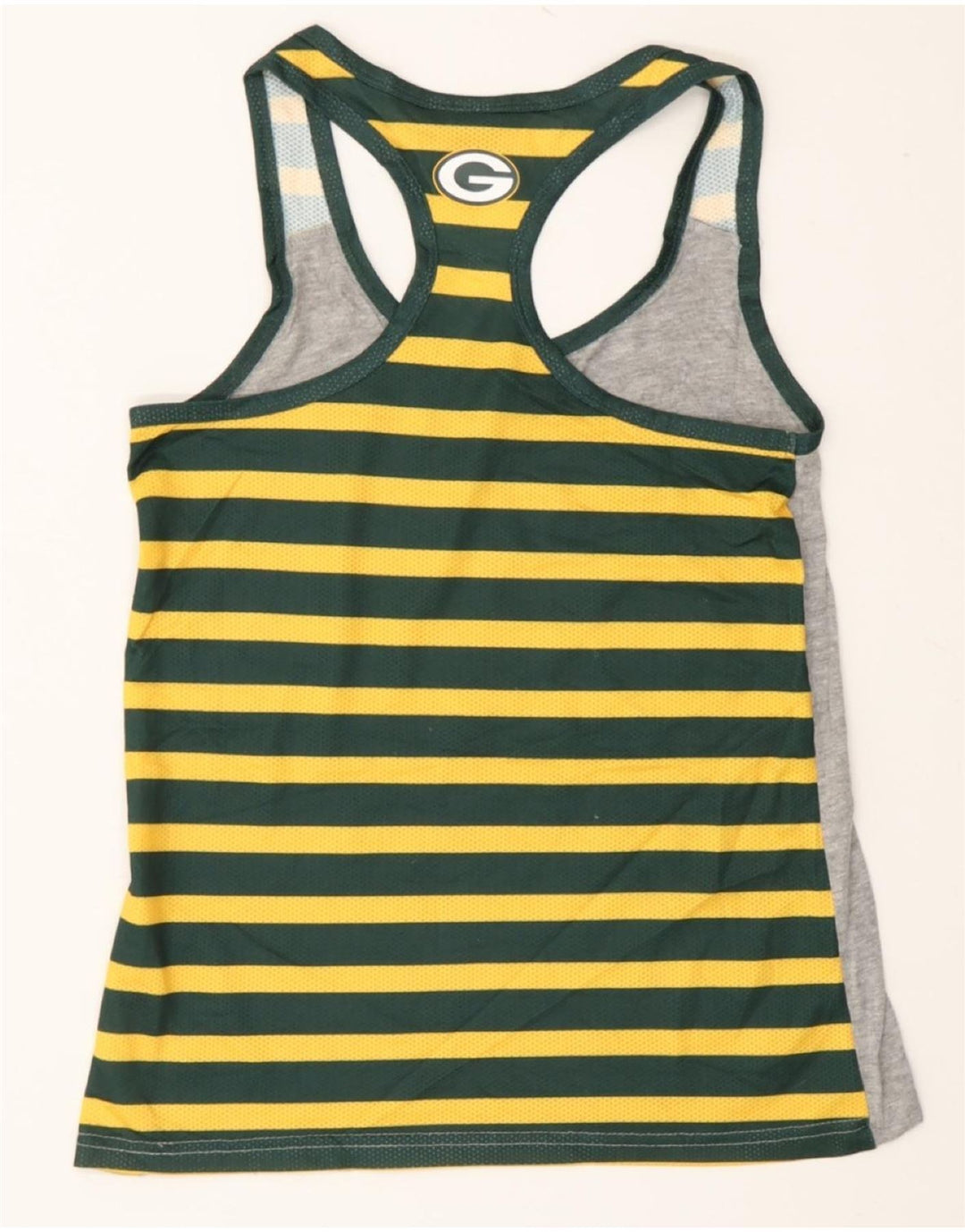 NFL Womens Green Bay Packers Graphic Vest Top UK 12 Medium Grey Striped Vintage NFL and Second-Hand NFL from Messina Hembry 