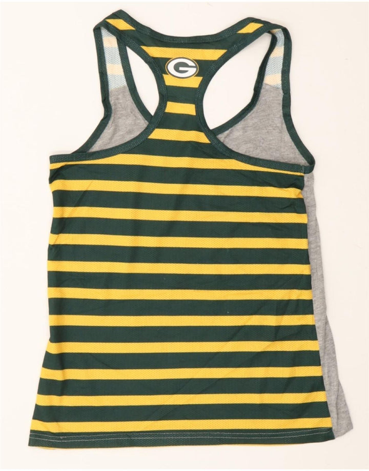 NFL Womens Green Bay Packers Graphic Vest Top UK 12 Medium Grey Striped Vintage NFL and Second-Hand NFL from Messina Hembry 